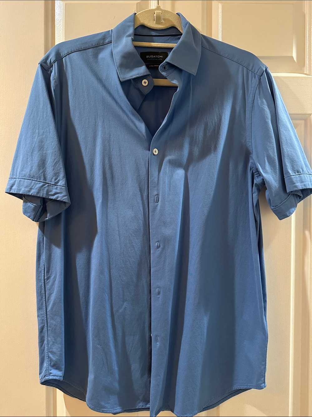 Bugatchi Short Sleeve Button-Down Shirt in Light Blue